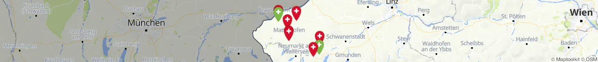 Kartenansicht für Apotheken-Notdienste in der Nähe von Munderfing (Braunau, Oberösterreich)